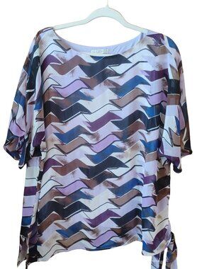 Dana Buchman Woman's 1X Abstract Print Pullover Blouse